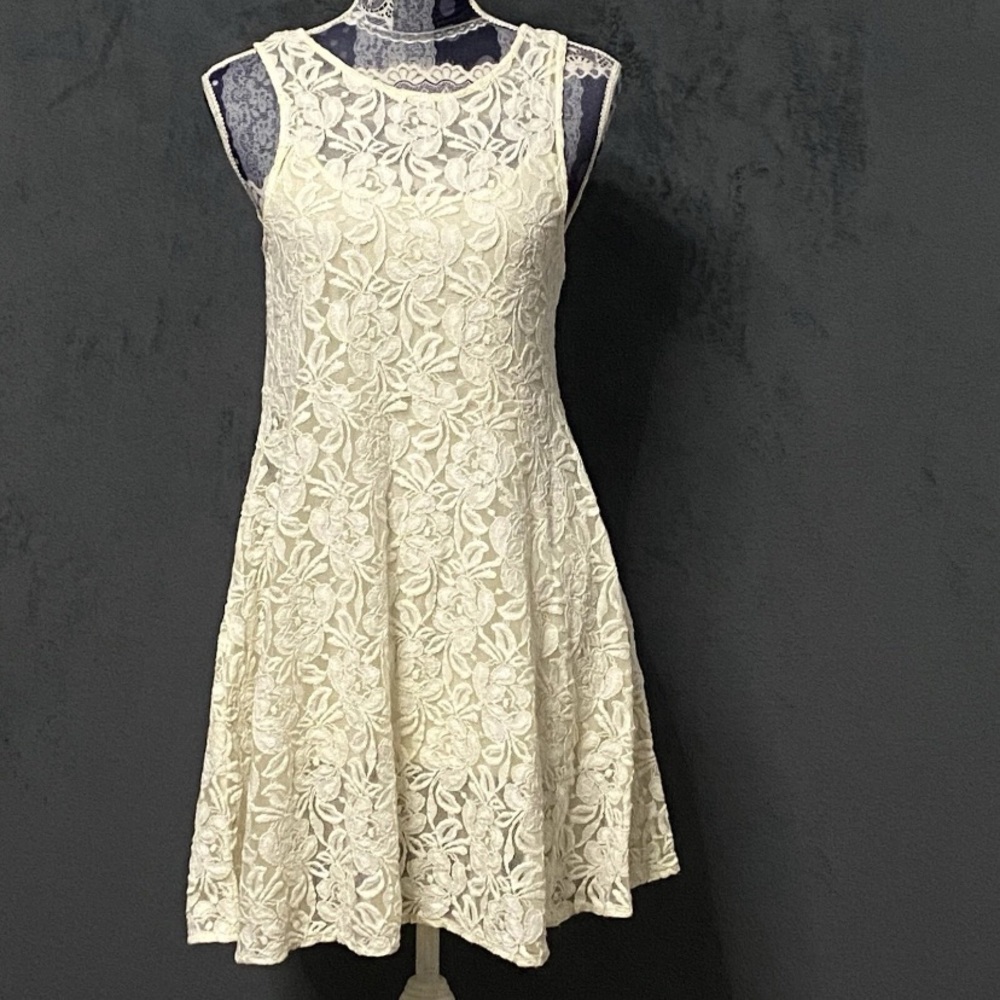 Free People Miles Of Lace Shift Dress Womens S Ivory Sleeveless Fairycore Boho
